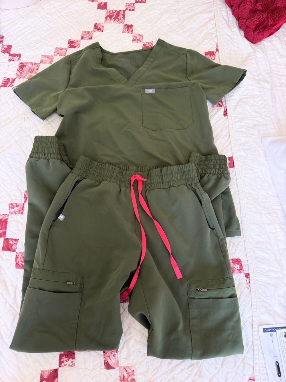 Fig’s woman’s scrub set in Dark Olive